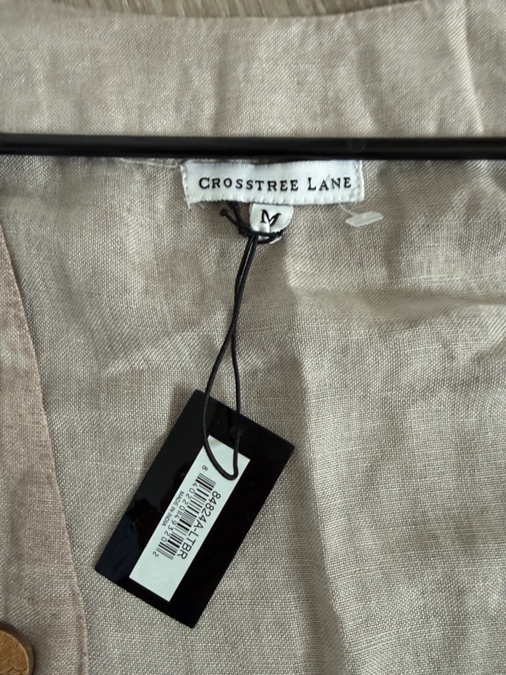 NWT Crosstree Lane Beige Linen Blend Ruffle Open Front Jacket Size Medium - Picture 9 of 9